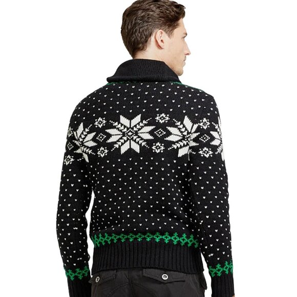 NEW $265 Polo Ralph Lauren Snowflake Sweater! Black Cotton Angora Cashmere SLIM - Picture 2 of 5